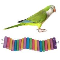 3 PC'S Parrot vogel hamster kleur ronde houten kleine plank weg ladder speelgoed grootte: 30cm (kleur) - thumbnail