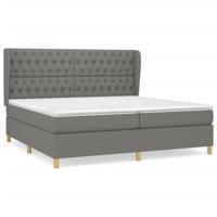 Boxspring met matras stof donkergrijs 200x200 cm - thumbnail