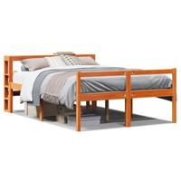 Bedframe met hoofdbord massief grenenhout wasbruin 120x200 cm - thumbnail