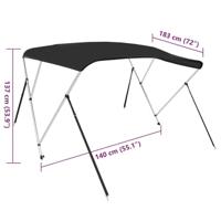 Biminitop 3 bogen 183x152x133 cm zwart - thumbnail