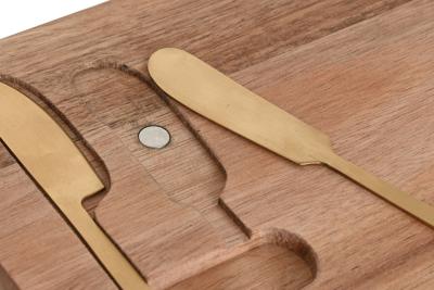 Snijplank Home ESPRIT Roestvrij staal Acacia 38 x 20 x 1,5 cm (3 Onderdelen)