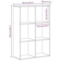 Boekenkast Zwart eiken 69.5 x 29 x 103.5 cm Bewerkt hout - thumbnail