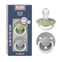 Set van 2 BIBS De Lux siliconen spenen amandelgroen + wolkengrijs - thumbnail