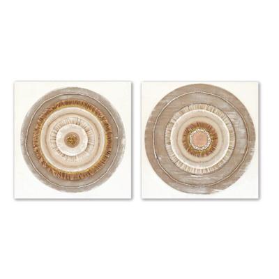 Schilderij Home ESPRIT Beige Natuurlijk Cirkels Scandinavisch 80 x 3 x 80 cm (2 Stuks)