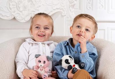 Cutydoo Love Hond Pluche Speelgoed - GIPSY TOYS - 13 cm - Roze/Grijs