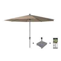 Platinum Riva stokparasol 3.5 m. rond - Taupe met voet en hoes - thumbnail