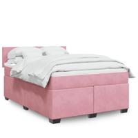 Boxspring met matras fluweel roze 140x190 cm - thumbnail