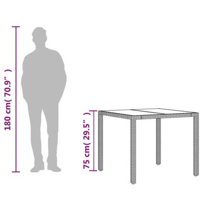 Tuintafel met glazen blad 90x90x75 cm poly rattan beige - thumbnail