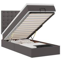 Ottoman bed met matras en LED's 90x200cm kunstleer grijs - thumbnail
