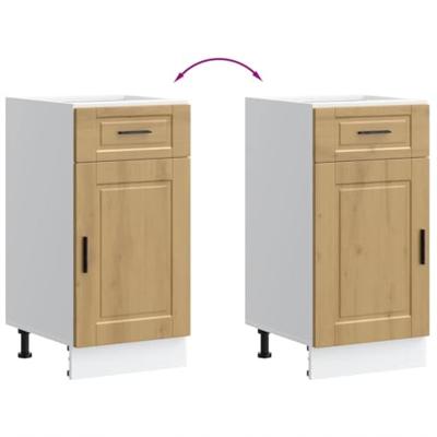 Keuken onderkast "Porto" bewerkt hout artisanaal eikenkleur