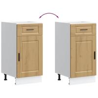 Keuken onderkast "Porto" bewerkt hout artisanaal eikenkleur - thumbnail