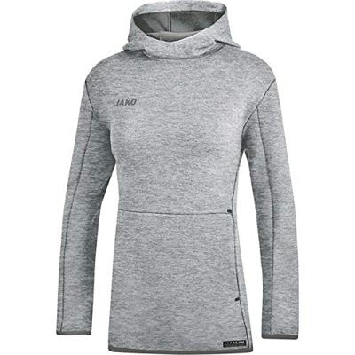 JAKO 6729D Sweater Met Kap Premium Basics Dames - Lichtgrijs Gemeleerd - 44