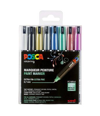 Paintmarker uni posca pc1mr ef metallic 8st ass