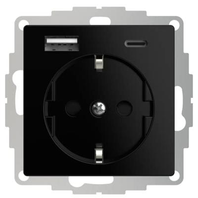2USB 2U-449528 Geaard stopcontact Met USB-laaduitgang, Aanraakbeveiliging, VDE IP20 Sneewwit (zijdemat)
