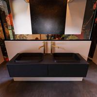 Badkamermeubelset Mondiaz Erin 150 cm met 2 Lades met RIDGE Wastafel Dubbel Urban met 2 kraangaten Greeploos Mat Urban - thumbnail