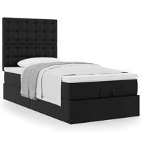 Ottomaanse bed met matras 100x200cm kunstleer zwart - thumbnail