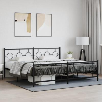 Bedframe met hoofd- en voeteneinde metaal zwart 193x203 cm