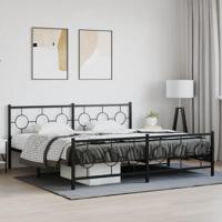 Bedframe met hoofd- en voeteneinde metaal zwart 193x203 cm - thumbnail