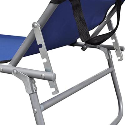 Ligbed inklapbaar met luifel aluminium blauw