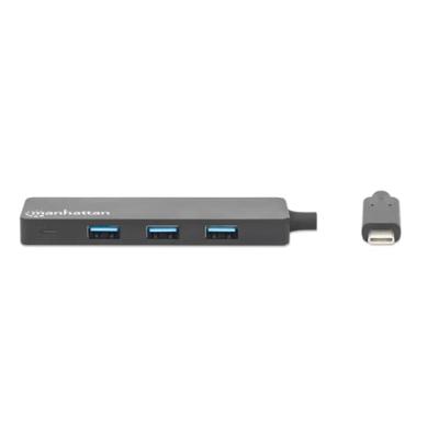 Manhattan 164924 USB-C (USB 3.2 Gen 2) multiport hub 4 poorten Zwart Manhattan 164924 USB-C (USB 3.2 Gen 2) multiport hub 4 poorten Zwart