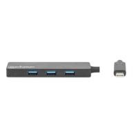 Manhattan 164924 USB-C (USB 3.2 Gen 2) multiport hub 4 poorten Zwart - thumbnail