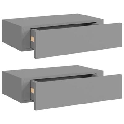 VidaXL Wandschappen 2 st met lade 40x23,5x10 cm mdf grijs VidaXL Wandschappen 2 st met lade 40x23,5x10 cm mdf grijs