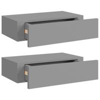 VidaXL Wandschappen 2 st met lade 40x23,5x10 cm mdf grijs - thumbnail