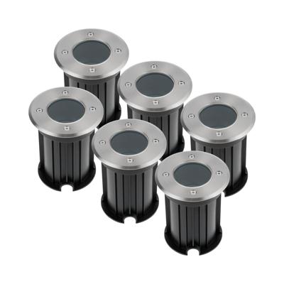 Set van 6 Maisy LED Grondspots - Rond - Ø12cm - RVS - GU10 fitting - Excl. lichtbron - IP67 waterdicht - Tuinspot - Oprit