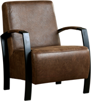 Bruine leren industriële stalen fauteuil Glory - Vintage Leer Brown (bruin leer) - thumbnail