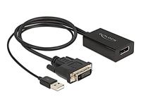 Delock Adapter DVI stekker naar DisplayPort 1.2 bus zwart 4K 50 cm - thumbnail