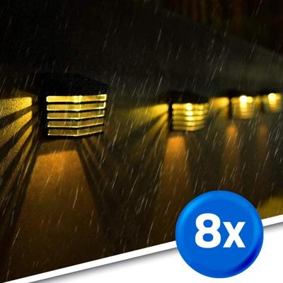 Zwarte solar wandlamp stripe op zonne-energie set van 8