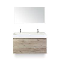 Maxx XL Badmeubelset 120 cm - Craft Oak - Wastafel Kube Enkel 2 kraangaten - met Spiegel - thumbnail