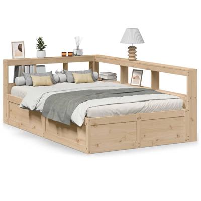 Bed met boekenkast zonder matras massief grenenhout 135x190 cm - thumbnail