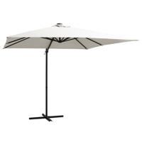 VidaXL Zweefparasol met led en stalen paal 250x250 cm zandkleurig - thumbnail