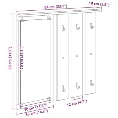 Wandgemonteerde kapstok met plank Grijs sonoma 84 x 10 x 80 cm