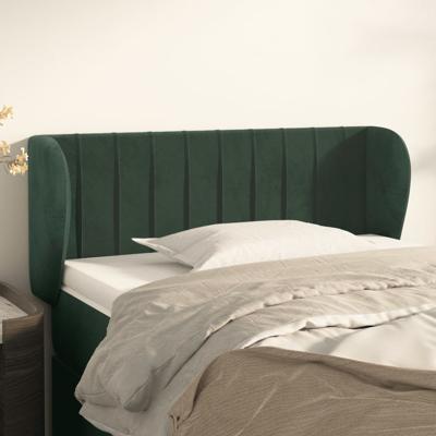 Hoofdbord met randen 93x23x118/128 cm fluweel donkergroen