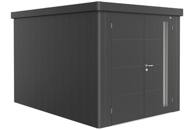 Biohort Neo 4B metalen tuinhuis donkergrijs 236x348 cm met dubbele deur- Plat dak- Metaal- Biohort Biohort Neo 4B metalen tuinhuis donkergrijs 236x348 cm met dubbele deur- Plat dak- Metaal- Biohort