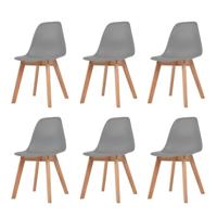 VidaXL Eetkamerstoelen 6 st kunststof grijs - thumbnail