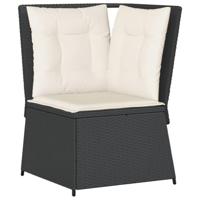5-delige Loungeset met kussens poly rattan zwart - thumbnail