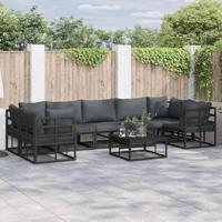 Tuinbankenset met kussen 8 pcs Zwart Aluminium - thumbnail