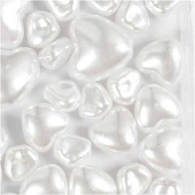 Creativ Company Waskralen, hartjes, d 7-13 mm, gatgrootte 1,3-1,5 mm, ca. 27 stuk, parelmoer, 32 stuk/ 1 doos