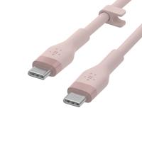 Belkin BoostCharge Flex siliconen USB Type C/C-kabel, USB-IF-gecertificeerde PD-snellaadkabel voor iPhone 16, iPhone 15 Plus/Pro/Pro Max, Samsung Galaxy S24, Pixel, iPad, Nintendo Switch, 1 m , roze - thumbnail