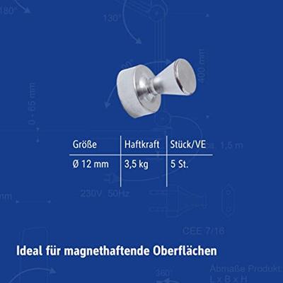 Maul Neodymium magneet MAUL (Ø x h) 12 mm x 16 mm Kegel Zilver 5 stuk(s) 6168696