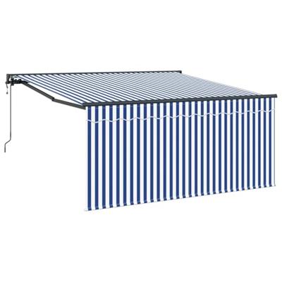 VidaXL Inklapbaar zonnescherm blauw en wit 300 x 250 cm