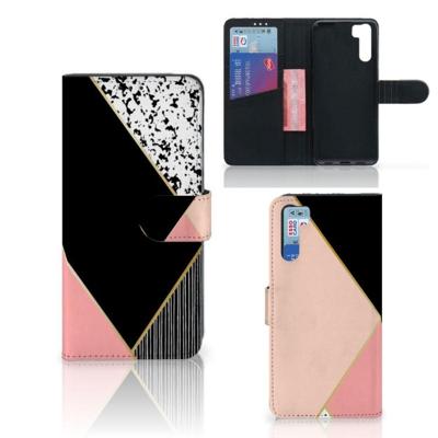 OPPO A91 | Reno3 | Book Case | Zwart Roze Vormen