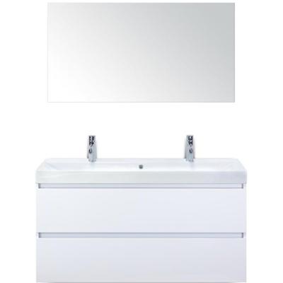 Maxx XL Badmeubelset 120 cm - Wit Hoogglans - Wastafel Just Enkel 2 Kraangaten met Spiegel