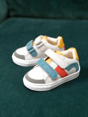 Leren geborstelde babysneakers ecru