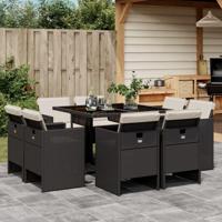 9-delige Tuinset poly rattan zwart - thumbnail