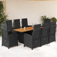 9-delige Tuinset poly rattan zwart - thumbnail