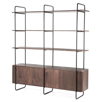 Eleonora Wandkast 'James' Mangohout en Metaal, 210 x 190cm, kleur Bruin